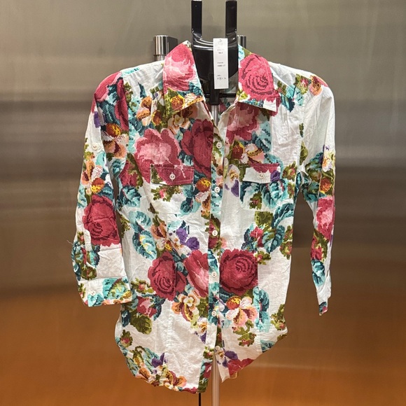 Chaudry Floral Women's Blouse with Scarf Accent - Picture 13 of 16